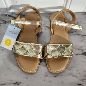 NWT Cat & Jack gold braided style sandals girl's size 1